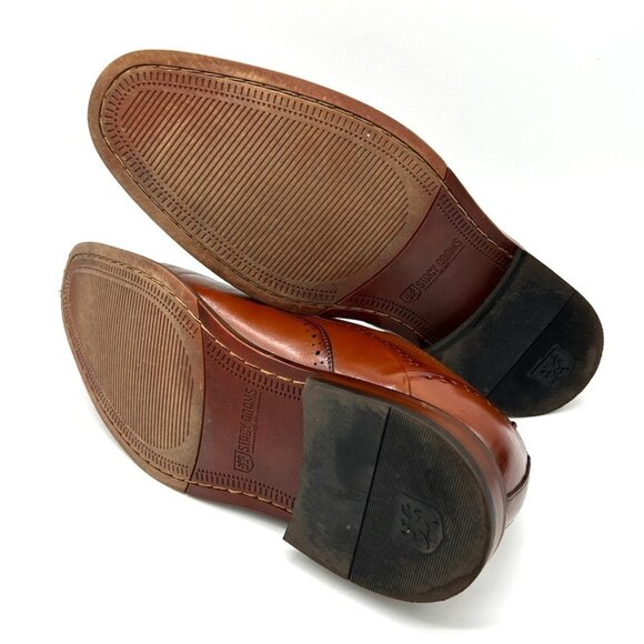 Stacy Adams Men's Macarthur Leather Wingtip Oxford Shoes Color Cognac US 10 M - Picture 8 of 9